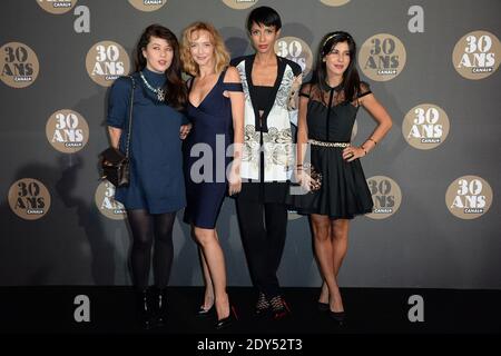 Mylène Jampanoi, Helene de Fougerolles, Sonia Rolland et Reem Kherici assistent à la fête du 30e anniversaire de Canal plus qui s'est tenue au Palais de Tokyo à Paris, France, le 4 novembre 2014. Photo de Nicolas Briquet/ABACAPRESS.COM Banque D'Images