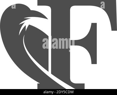 Lettre F et combinaison de corbeau logo vecteur de conception Illustration de Vecteur