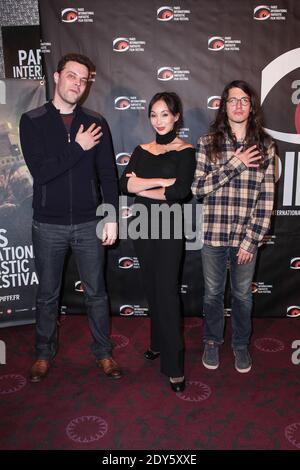 EXCLUSIVITÉ - Antoine Blossier, Céline Tran (Katsuni) et bastien vives participant à l'ouverture du 4ème Festival International du film fantastique de Paris (PIFFF) qui s'est tenu à l'Opéra de Gaumont Capucinesin Paris, France, le 18 novembre 2014. Photo de Audrey Poree/ABACAPRESS.COM Banque D'Images