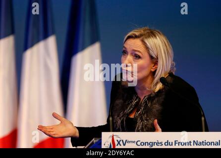 Marion Marechal le Pen participe au 15ème congrès du parti, à Lyon, France, le 30 novembre 2014. Photo de Patrick Bernard/ABACAPRESS.COM Banque D'Images