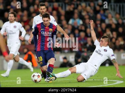 Leo Messi FC Barcelone lors du match de football de l'UEFA Champions League, FC Barcelone contre Paris Saint-Germain au Camp Nou à Barcelone, Espagne, le 10 décembre 20114. Barcelone a gagné 3-1. Photo de Giuliano Bevilacqua/ABACAPRESS.COM Banque D'Images