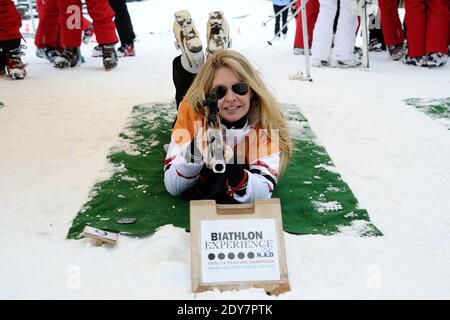 Exclusif - Carine Galli participe aux Jeux du CMR aux Menuires dans les Alpes, France, le 12 décembre 2014. Photo d'Aurore Marechal/ABACAPRESS.COM Banque D'Images