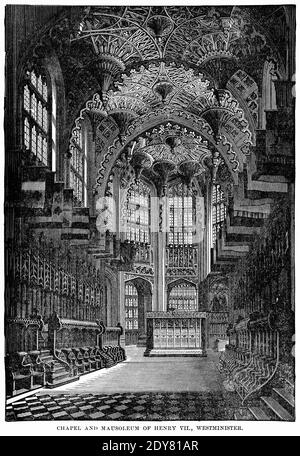 Chapelle et mausolée d'Henry VII, Westminster, Illustration, Histoire du monde de Ridpath, Volume III, par John Clark Ridpath, LL. D., Merrill & Baker Publishers, New York, 1897 Banque D'Images