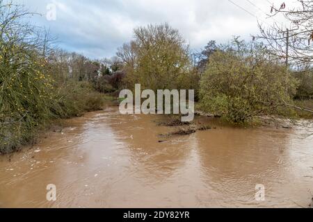 Terres inondées dans le Warwickshire, Angleterre, Royaume-Uni. Banque D'Images