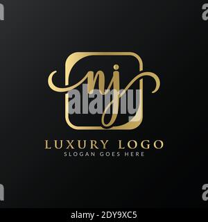 Modèle de scénario de logo NJ de la lettre initiale. Logo NJ Letter Illustration de Vecteur