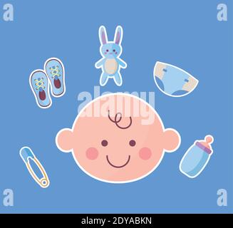 joli sommeil tête de bébé plat style icône vecteur illustration design Illustration de Vecteur