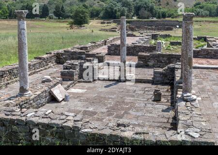 Eglise chrétienne du 4e au 6e siècle ce sur les vestiges d'une Synagogue juive du 2e au 3e siècle, Stobi, ruines archéologiques de la ville romaine, Macédoine, (FYROM Banque D'Images