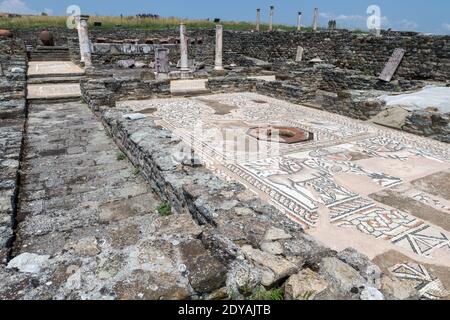 Eglise chrétienne du 4e au 6e siècle ce sur les vestiges d'une Synagogue juive du 2e au 3e siècle, Stobi, ruines archéologiques de la ville romaine, Macédoine, (FYROM Banque D'Images