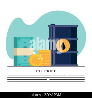 baril de pétrole avec argent dollars icônes vecteur illustration conception Illustration de Vecteur