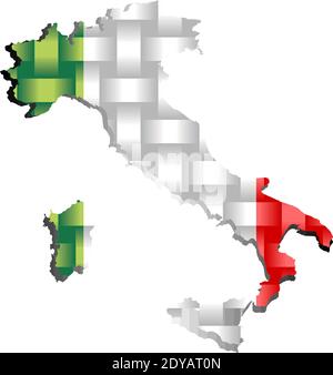 Carte de l'Italie - Illustration, carte tridimensionnelle de l'Italie Illustration de Vecteur