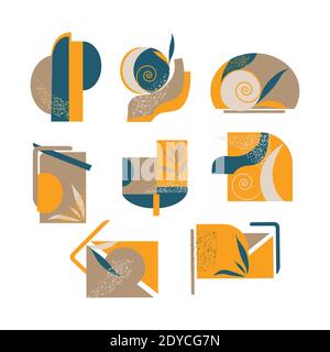 Collage de formes abstraites Magazine, circulaire, panneau d'affichage, vente, cartes postales. Illustration de Vecteur