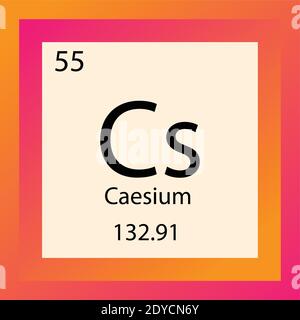 Tableau périodique des éléments chimiques du césium CS. Illustration d'un vecteur à élément unique, icône d'élément Alkali Metals avec masse molaire et nombre atomique Illustration de Vecteur