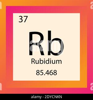Tableau périodique des éléments chimiques du rubidium RB. Illustration d'un vecteur à élément unique, icône d'élément Alkali Metals avec masse molaire et nombre atomique Illustration de Vecteur