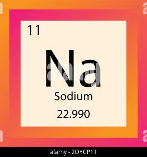 Na élément chimique sodium Tableau périodique. Illustration d'un vecteur à élément unique, icône d'élément Alkali Metals avec masse molaire et nombre atomique Illustration de Vecteur