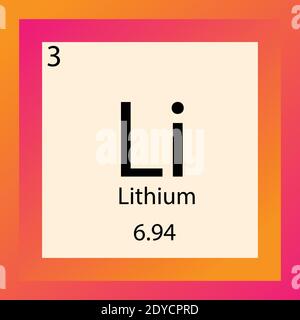 Li Lithium élément chimique Tableau périodique. Illustration d'un vecteur à élément unique, icône d'élément Alkali Metals avec masse molaire et nombre atomique Illustration de Vecteur