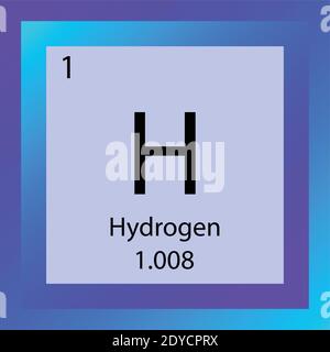 H Tableau périodique des éléments chimiques de l'hydrogène. Illustration d'un vecteur à élément unique, icône d'élément non métallique avec masse molaire et nombre atomique Illustration de Vecteur
