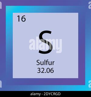 S Tableau périodique de l'élément chimique du soufre. Illustration d'un vecteur à élément unique, icône d'élément non métallique avec masse molaire et nombre atomique Illustration de Vecteur
