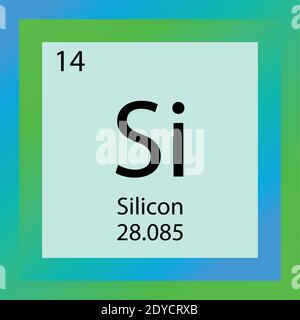 Tableau périodique des éléments chimiques de silicium si. Illustration d'un vecteur à élément unique, icône d'élément semi-métallique avec masse molaire et nombre atomique Illustration de Vecteur