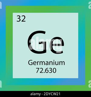 Tableau périodique des éléments chimiques GE Germanium. Illustration d'un vecteur à élément unique, icône d'élément semi-métallique avec masse molaire et nombre atomique Illustration de Vecteur