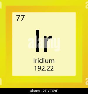 Tableau périodique de l'élément chimique iridium IR. Illustration d'un vecteur à élément unique, icône d'élément de métaux de transition avec masse molaire et nombre atomique. Illustration de Vecteur