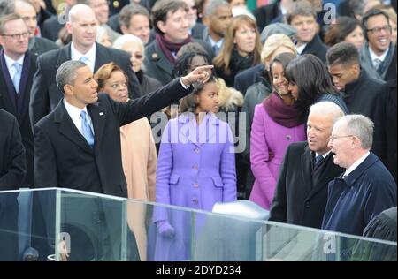 Le président Barack Obama arrive aux cérémonies d'inauguration du second mandat du président Obama au Capitole des États-Unis à Washington, DC, USA, le 21 janvier 2013. Photo de JMP-Douliery/ABACAPRESS.COM Banque D'Images