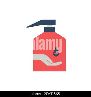 Lavage de la main avec l'icône représentant un vecteur de savon liquide assainisseur Illustration de Vecteur