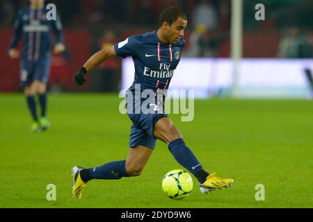 Lucas Moura du PSG lors du match de football de la première Ligue française, PSG vs Lille à Paris, France, le 27 janvier 2013. PSG won1-0. Photo de Henri Szwarc/ABACAPRESS.COM Banque D'Images