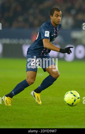 Lucas Moura du PSG lors du match de football de la première Ligue française, PSG vs Lille à Paris, France, le 27 janvier 2013. PSG won1-0. Photo de Henri Szwarc/ABACAPRESS.COM Banque D'Images