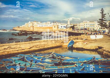 Ville côtière pittoresque d'Essaouira - Magador, Marrakech, Maroc. Banque D'Images