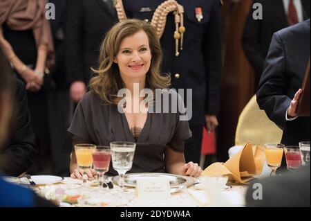 Valérie Trierweiler participe au dîner d'État au Rashtrapati Bhavan, palais présidentiel de New Delhi, Inde, le 14 février 2013. Photo de David Niviere/Pool/ABACAPRESS.COM Banque D'Images