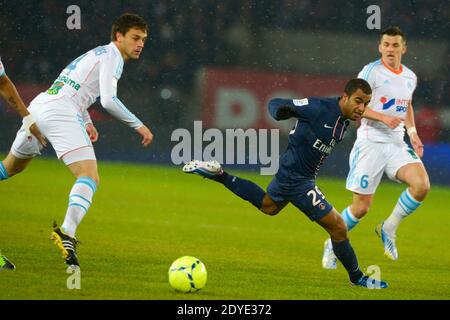 Lucas Moura du PSG lors du match de football de la première Ligue française, PSG vs Marseille à Paris, France, le 24 février 2013. PSG a gagné 2-0. Photo de Henri Szwarc/ABACAPRESS.COM Banque D'Images