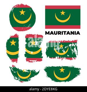 Drapeau mauritanien sur fond blanc. Illustration de Vecteur