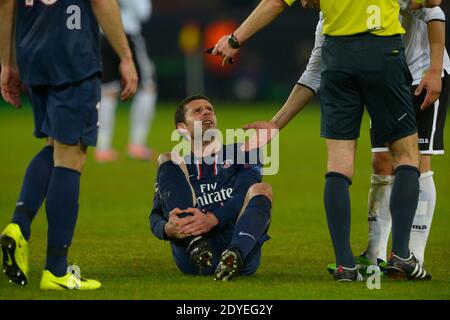 Thiago Motta du PSG lors du match de football final de la Ligue des champions 1/8, Paris-St-Germain contre Valence à Paris, France, le 6 mars 2013. Le PSG et Valence ont attiré 1-1, mais le PSG se qualifie pour les finales de 1/4. Photo de Henri Szwarc/ABACAPRESS.COM Banque D'Images