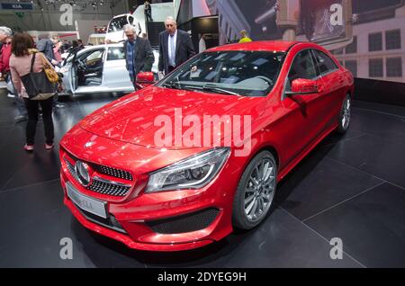 Nouvelle Mercedes CLA coupé photographiée lors du 83e salon international de l'automobile de Genève, à Genève, en Suisse, le 6 mars 2013. Photo de Gilles Bertrand/ABACAPRESS.COM Banque D'Images