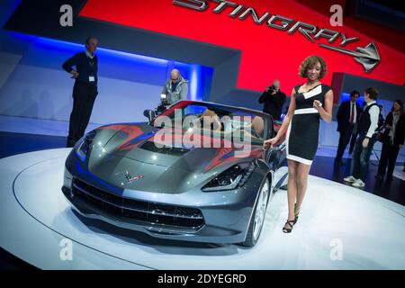 Le cabriolet Corvette Stingray de Chevrolet est exposé au 83ème salon international de l'automobile et des accessoires de Genève, à Genève, en Suisse, le 6 mars 2013. Photo de Loona/ABACAPRESS.COM Banque D'Images