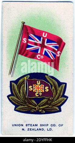 Carte à cigarettes avec emblèmes de l'Union Steam Ship Co De la Nouvelle-Zélande Banque D'Images