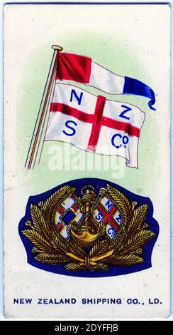Carte à cigarettes avec emblèmes de la New Zealand Shipping Co Banque D'Images