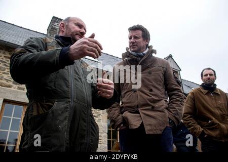 Voyage de Yannick Jadot en Bretagne sur le thème de la transition agricole. La candidate Europe Ecologie les Verts (EELV) à l'élection présidentielle Banque D'Images