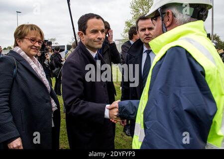 Benoit Hamon visite Rennes. Dans le cadre de sa campagne pour l'élection présidentielle de 2017, Benoit HAMON, candidat du Parti socialiste (PS) et de l'Europe Banque D'Images