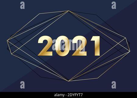 2021 Bonne Année. Carte de vœux de joyeux Noël et de bonne année 2021. Modèle de fête de fête pour l'illustration 2021. Banque D'Images