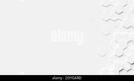 Arrière-plan géométrique abstrait. Surface blanche avec formes hexagonales sur le côté droit. rendu 3d Banque D'Images