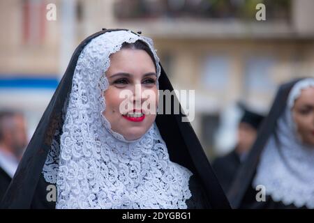 SASSARI, ITALIE - 19 mai 2019- cavalcade sarde, vêtements sardes traditionnels, robe Tempio Pausanian Banque D'Images