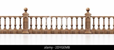 Balustrade isolée sur fond blanc. Illustration 3D. Banque D'Images