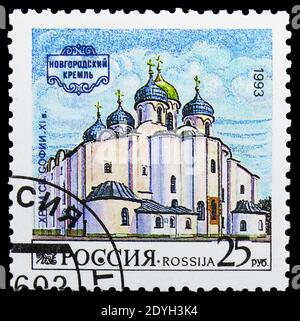 MOSCOU, RUSSIE - 10 AOÛT 2019 : timbre-poste imprimé en Russie montre , série, vers Banque D'Images