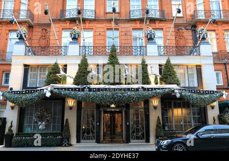 Hôtel de luxe 5 étoiles Claridges à Mayfair à Noël 2020, fermé pour les réservations régulières dans le cadre des restrictions de niveau 4 concernant les coronavirus, à Londres, Royaume-Uni Banque D'Images