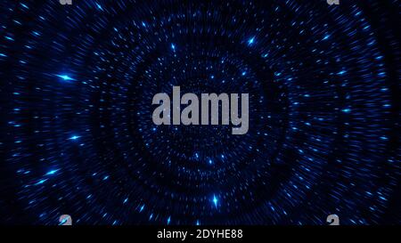 Bleu foncé particules d'espace science fiction 3d illustration fond d'écran conception graphique Banque D'Images