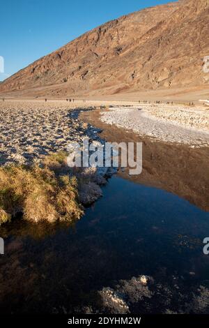 Le bassin de Badwater est un plan de sel situé dans le parc national de la Vallée de la mort et se trouve à la plus basse altitude terrestre de l'hémisphère Nord. Banque D'Images