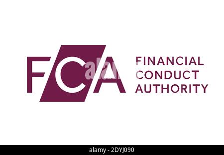 Stafford / Royaume-Uni - décembre 24 2020 : logo FCA Financial Conduct Authority en photo avec espace réservé aux copies. La FCA est un organisme de réglementation financière de la Banque D'Images