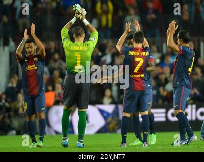 Le FC Barcelona lors de la demi-finale du deuxième match de football de la Ligue des champions de l'UEFA entre le FC Barcelone et le FC Bayern Munich au stade Camp Nou à Barcelone, Espagne, le 1er mai 2013. Photo de Christian Liewig/ABACAPRESS.COM Banque D'Images