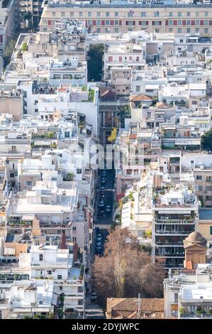 Aperçu des quartiers résidentiels d'Athènes, Grèce Banque D'Images